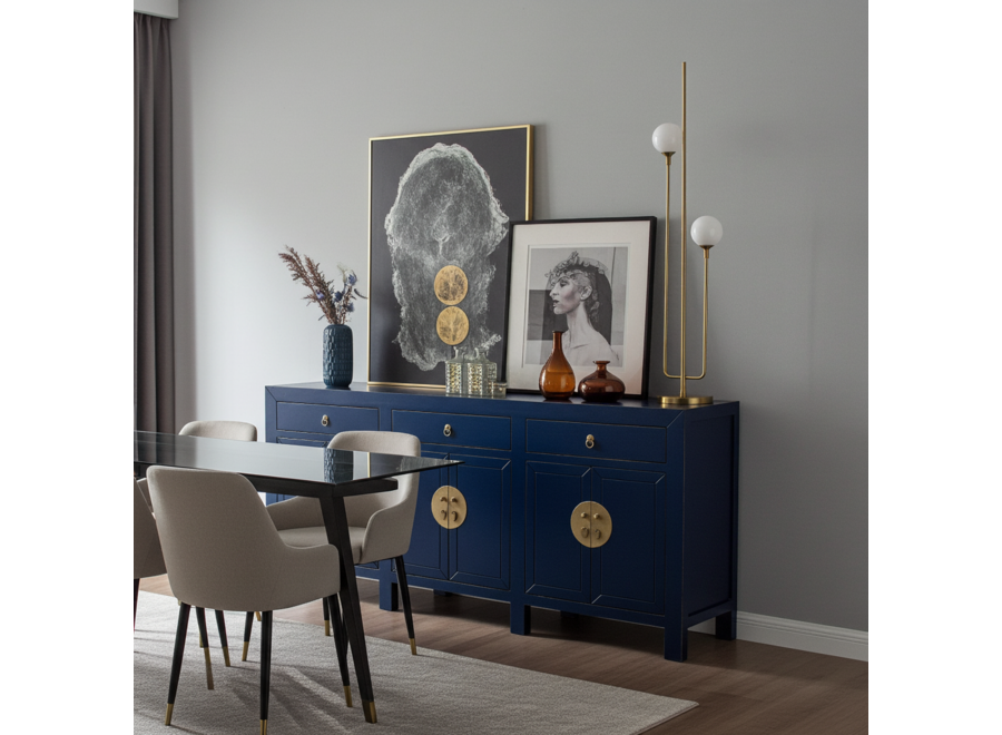 Buffet Chinois Bleu Nuit - Orientique Collection L190xP40xH85cm