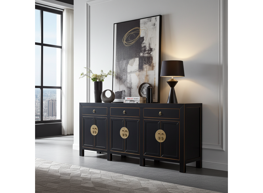 Credenza Cinese Onice Nero - Orientique Collezione L190xP40xA85cm
