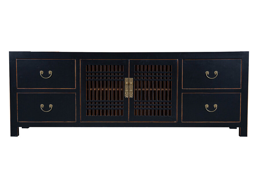 Meuble TV Chinois Onyx Noir - Orientique Collection L180xP38xH65cm