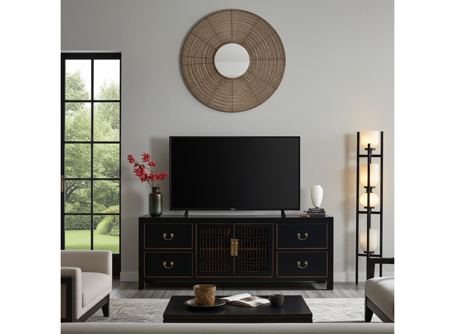 Chinese TV Cabinet Onyx Black - Orientique Collection W180xD38xH65cm