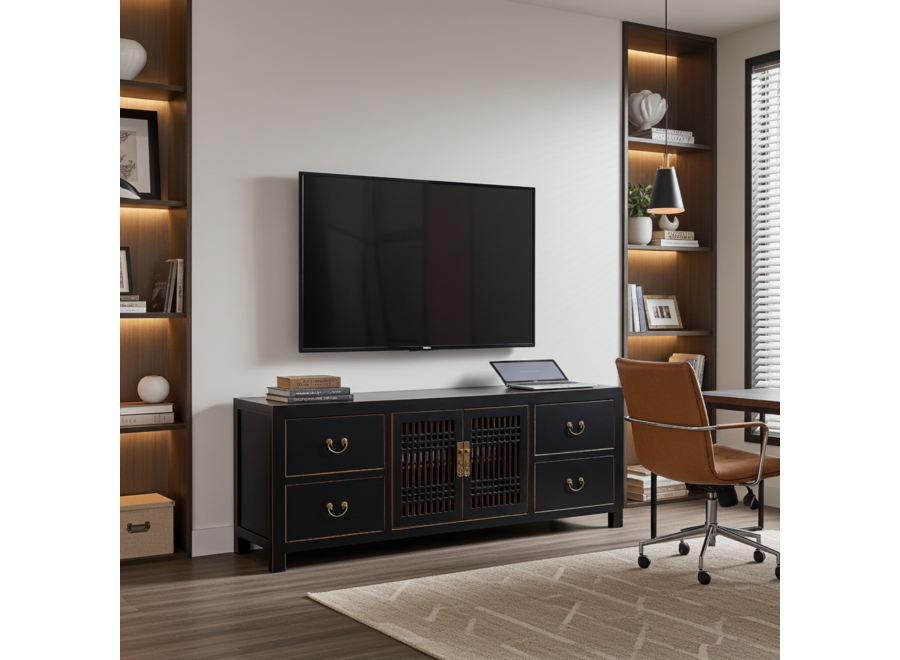 Chinese TV Cabinet Onyx Black - Orientique Collection W180xD38xH65cm