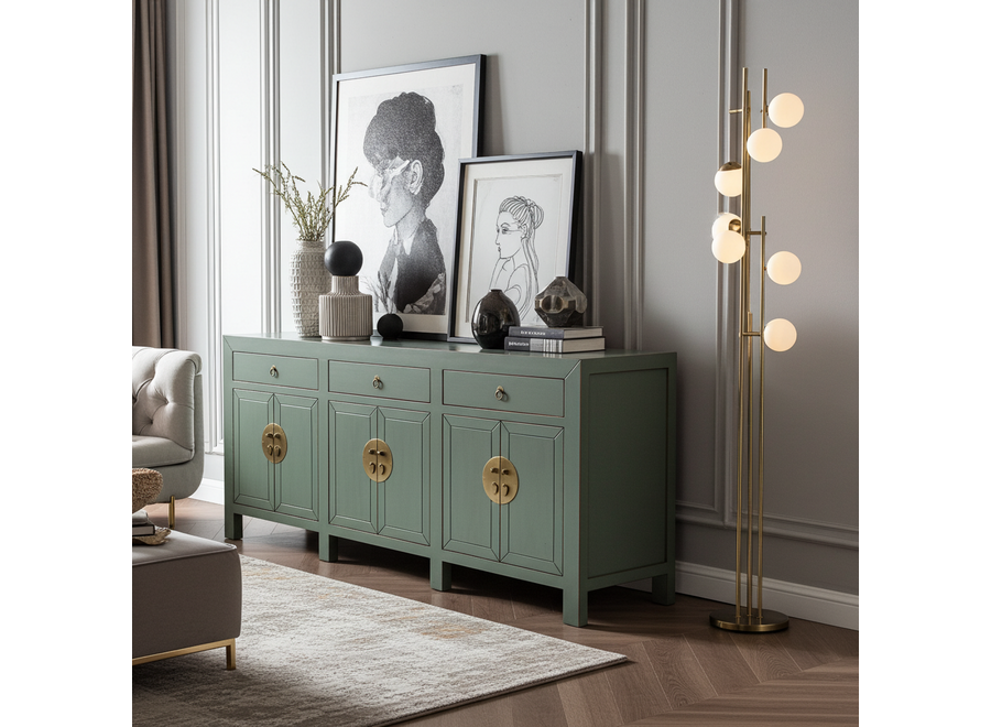 Credenza Cinese Grigio Oliva - Orientique Collezione L190xP40xA85cm