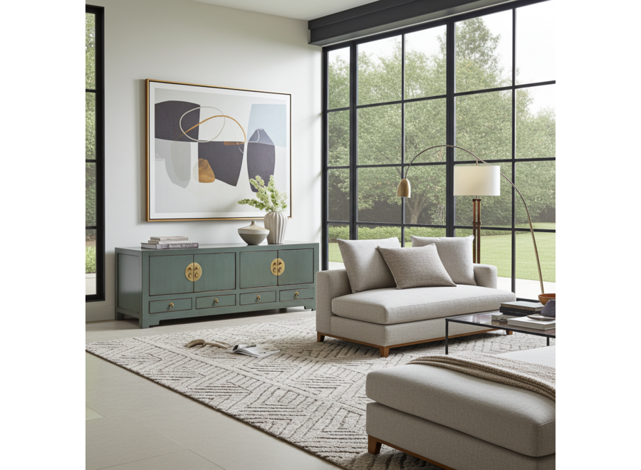 Mobile TV Cinese Grigio Oliva - Orientique Collezione L130xP40xA45cm