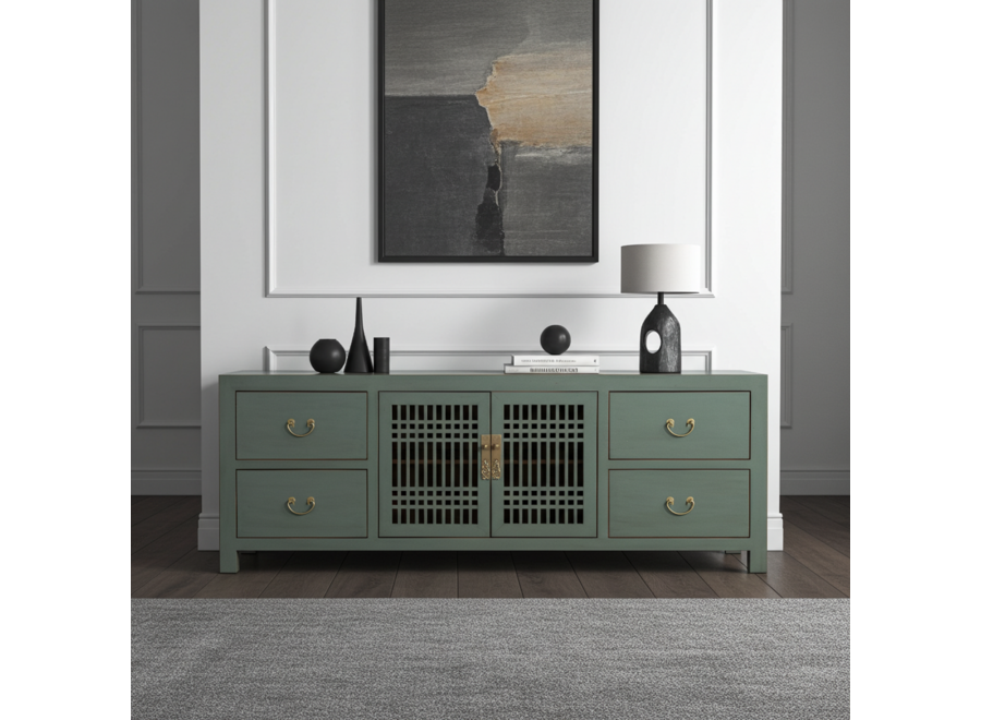 Chinesisches TV Lowboard Olive Grau - Orientique Kollektion B180xT38xH65cm