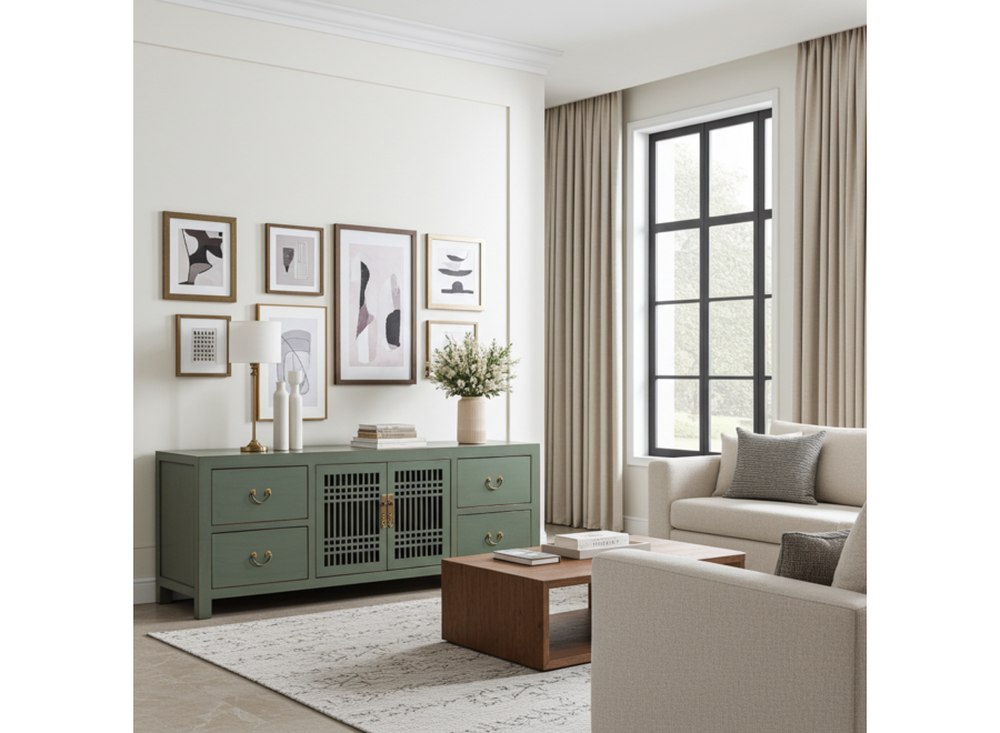 Chinese TV Cabinet Olive Grey - Orientique Collection W180xD38xH65cm