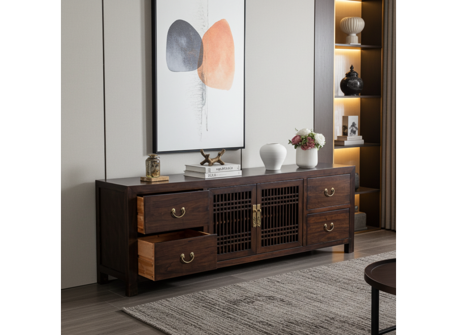 Mueble TV Chino Earthy Marrón - Orientique Colección An180xP38xAl65cm