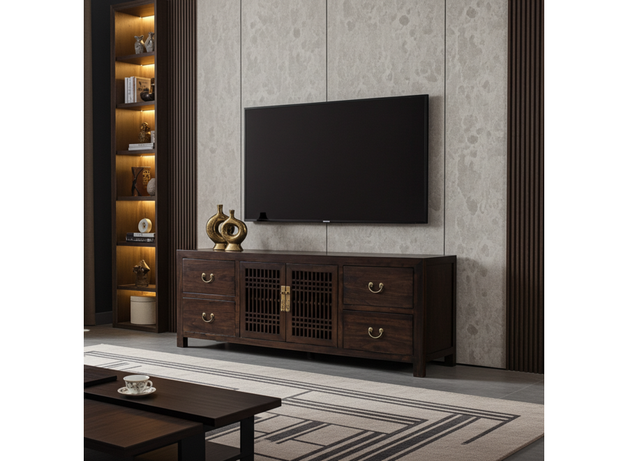 Mueble TV Chino Earthy Marrón - Orientique Colección An180xP38xAl65cm