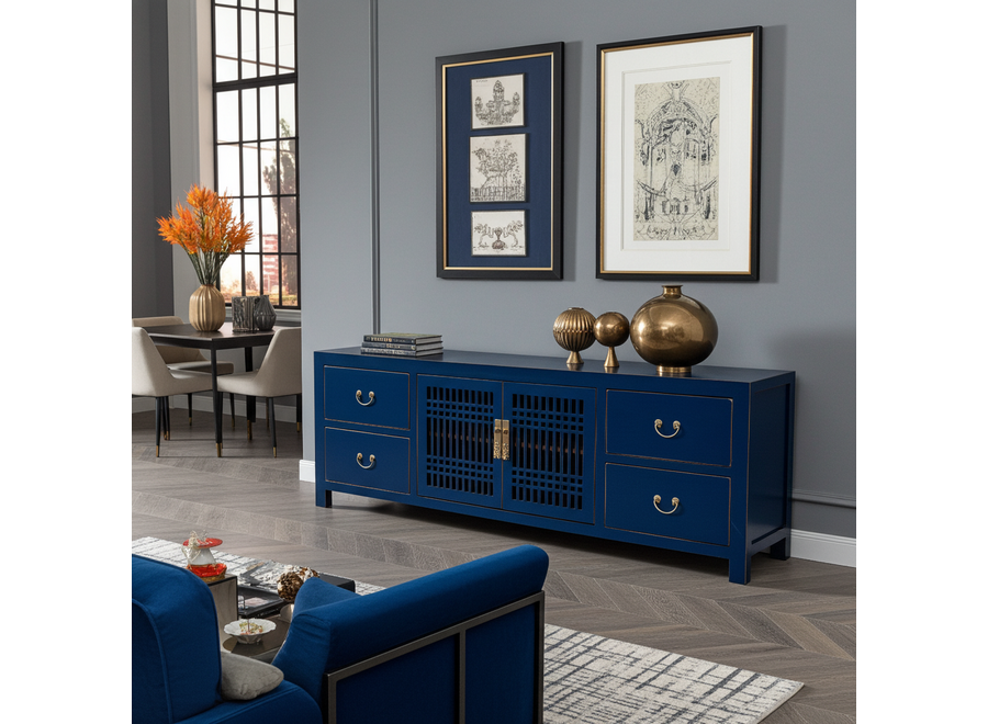Chinese TV Cabinet Midnight Blue - Orientique Collection W180xD38xH65cm