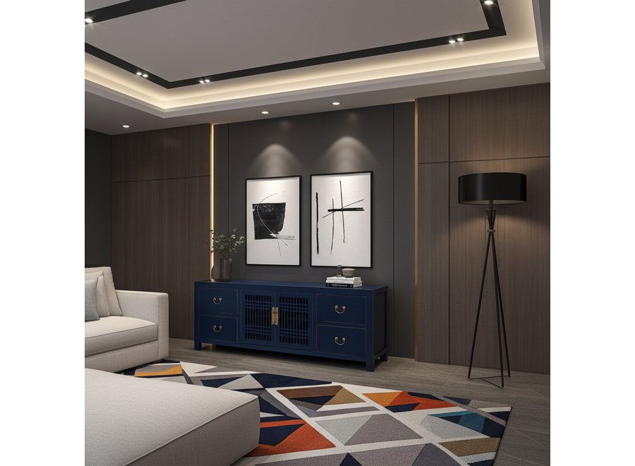 Mueble TV Chino Azul Noche - Orientique Colección An180xP38xAl65cm