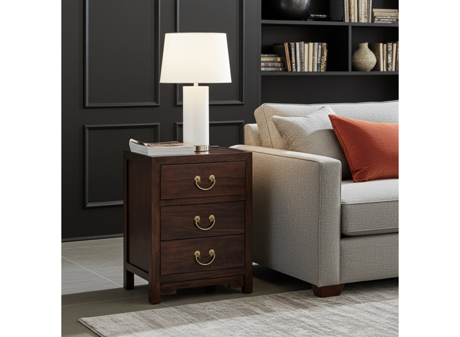 Table de Chevet Chinoise Earthy Marron - Orientique Collection L45xP30xH60cm