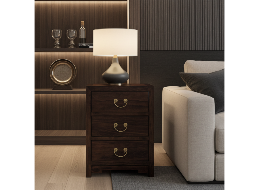 Chinese Bedside Table Earthy Brown - Orientique Collection W45xD30xH60cm