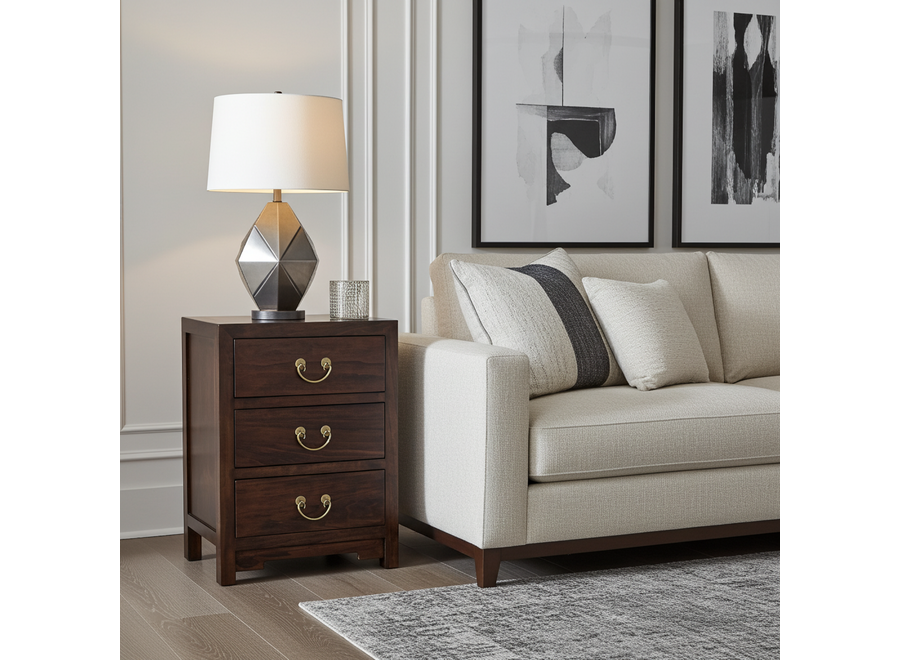 Table de Chevet Chinoise Earthy Marron - Orientique Collection L45xP30xH60cm