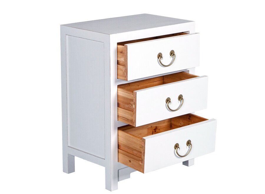 Chinesischer Nachttisch Nachtschrank Schneeweiß - Orientique Kollektion B45xT30xH60cm