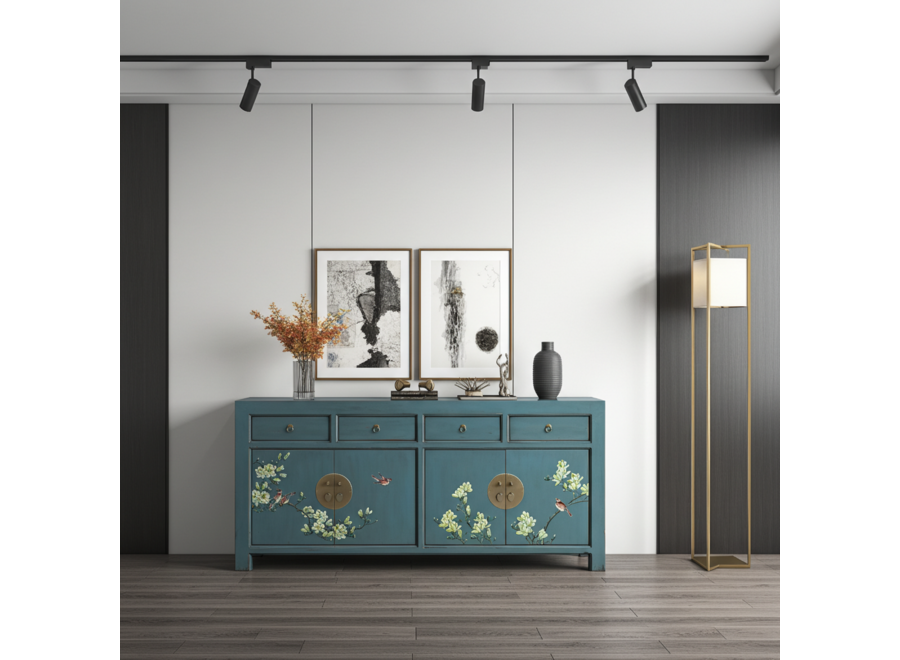 Chinese Sideboard Arctic Blue Grey Handpainted - Orientique Collection W180xD40xH85cm