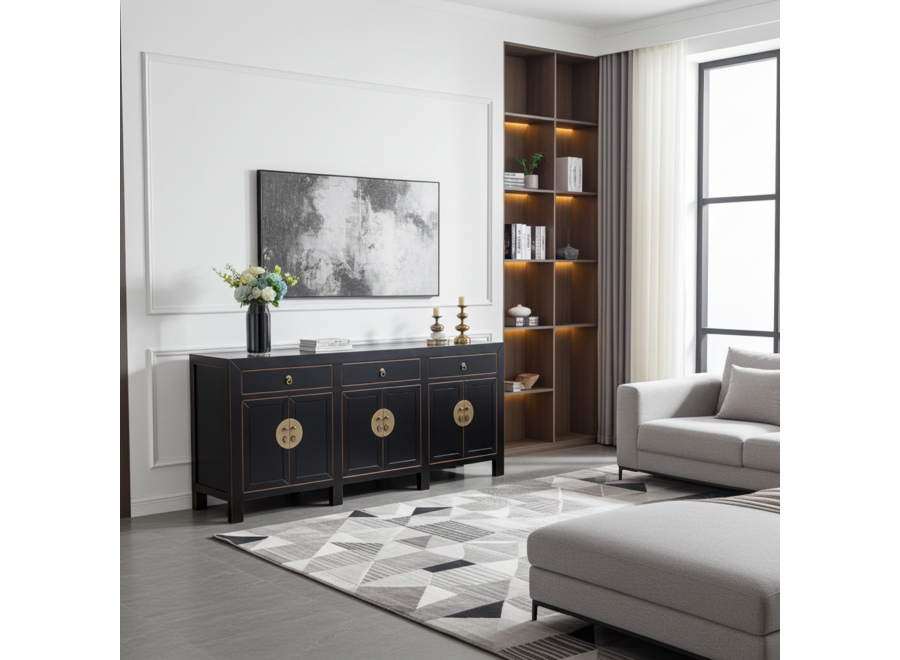 Chinese Sideboard Onyx Black - Orientique Collection W190xD40xH85cm
