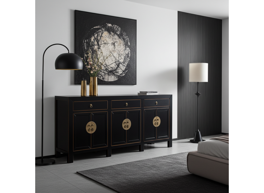 Credenza Cinese Onice Nero - Orientique Collezione L190xP40xA85cm