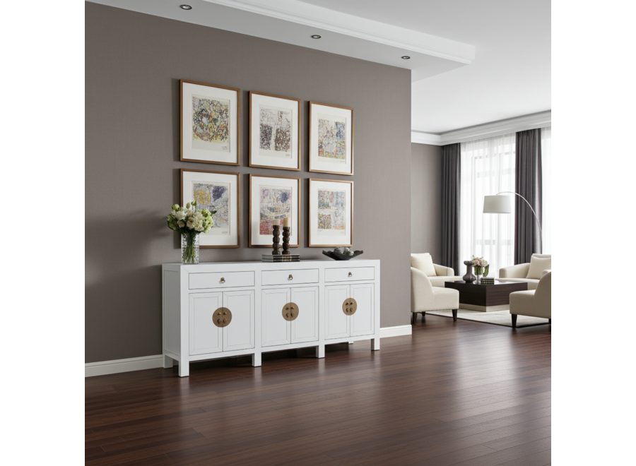 Chinesisches Sideboard Kommode Schneeweiß - Orientique Kollektion B190xT40xH85cm