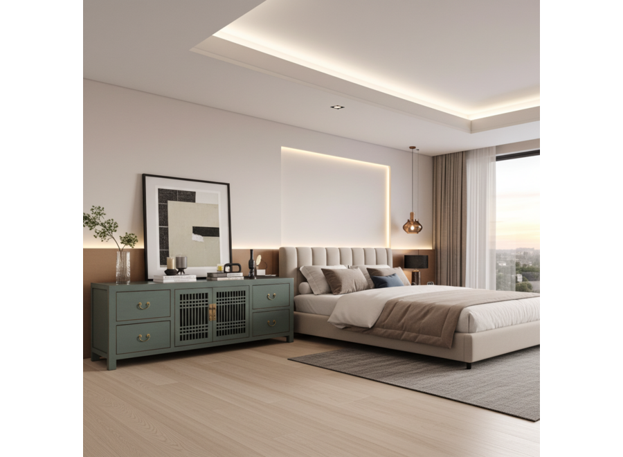 Chinesisches TV Lowboard Olive Grau - Orientique Kollektion B180xT38xH65cm