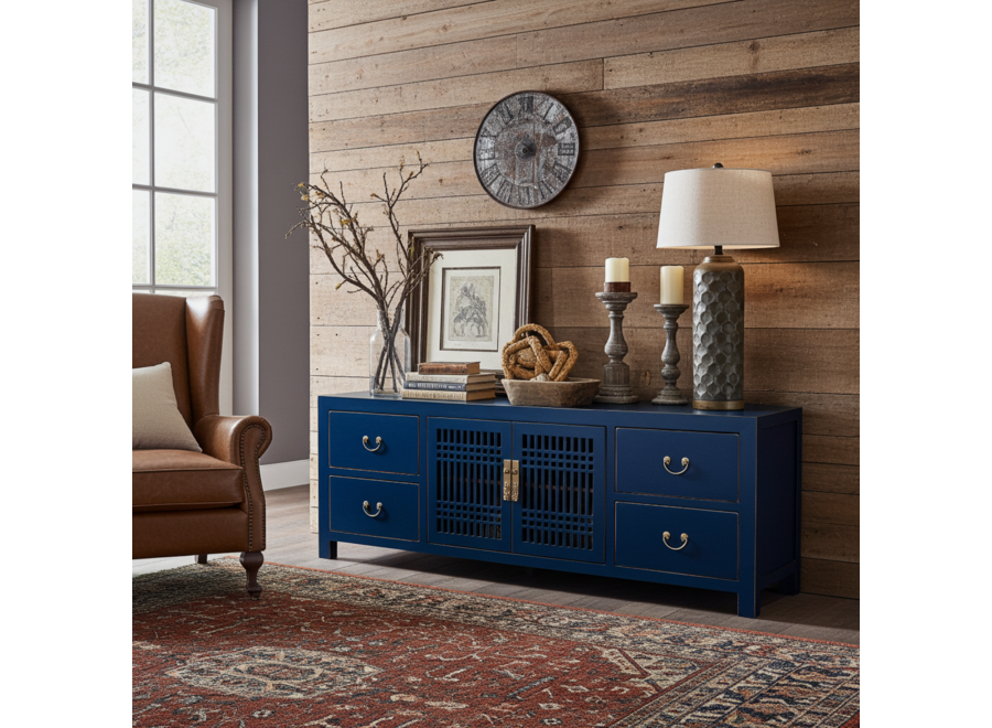 Chinese TV Cabinet Midnight Blue - Orientique Collection W180xD38xH65cm