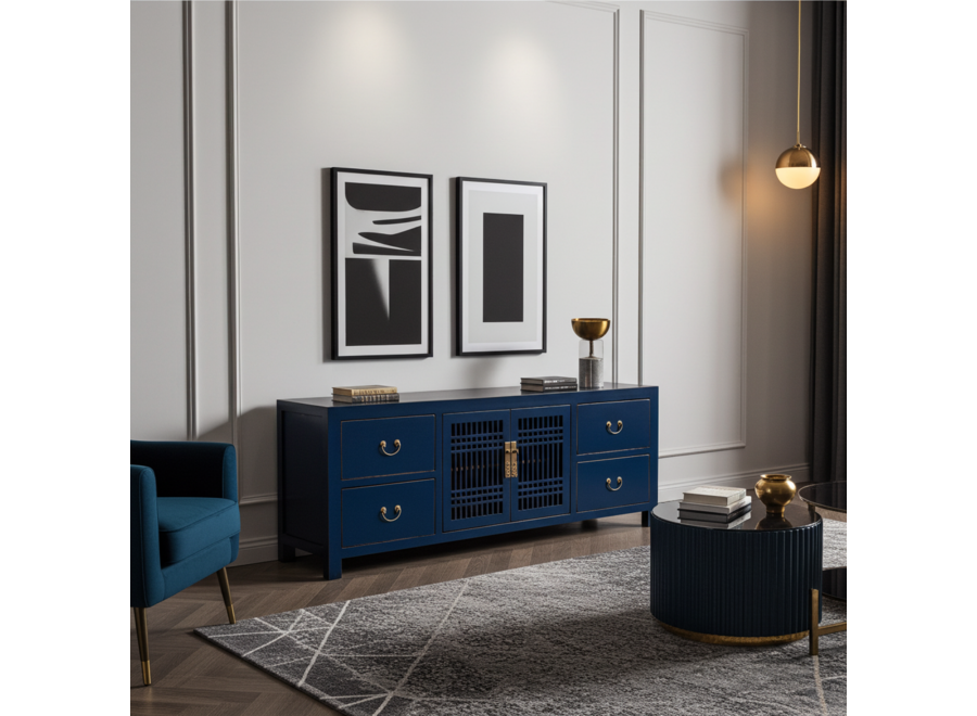 Chinese TV Cabinet Midnight Blue - Orientique Collection W180xD38xH65cm