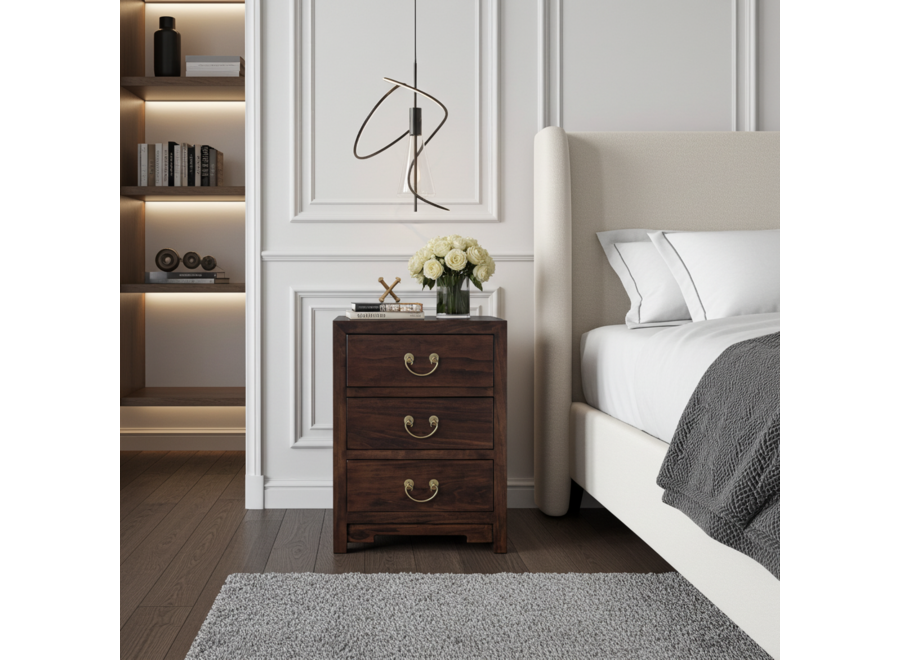 Comodino Cinese Earthy Marrone - Orientique Collezione L45xP30xA60cm