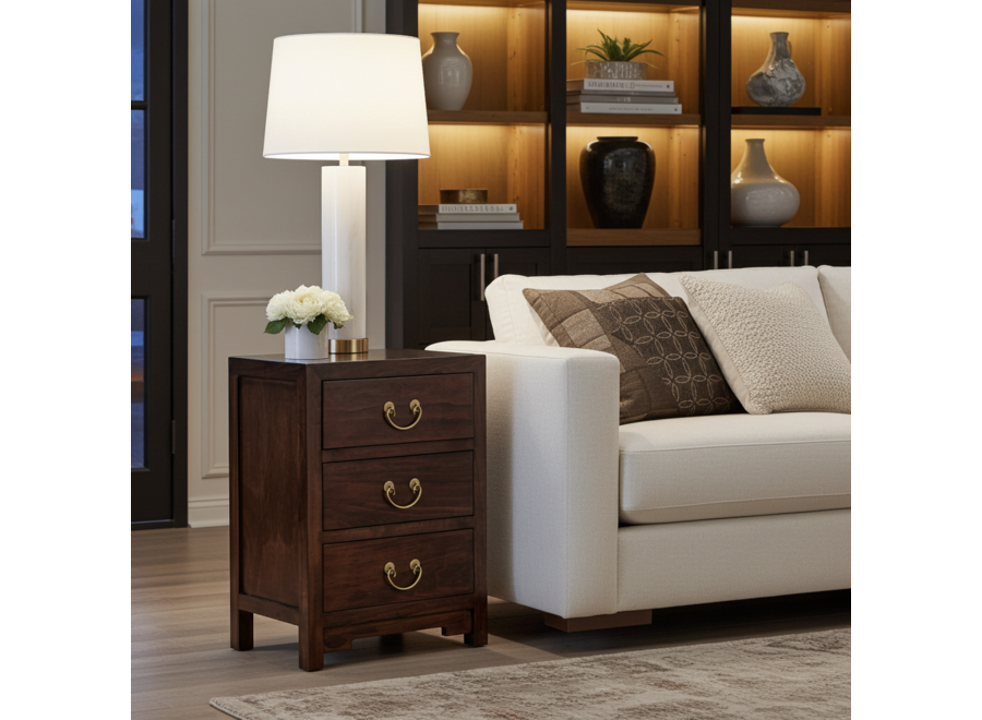 Table de Chevet Chinoise Earthy Marron - Orientique Collection L45xP30xH60cm