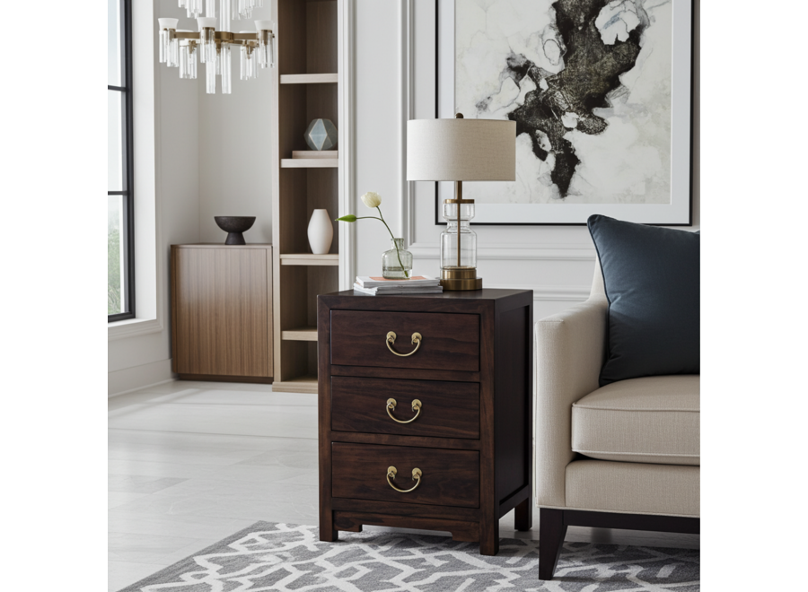 Table de Chevet Chinoise Earthy Marron - Orientique Collection L45xP30xH60cm