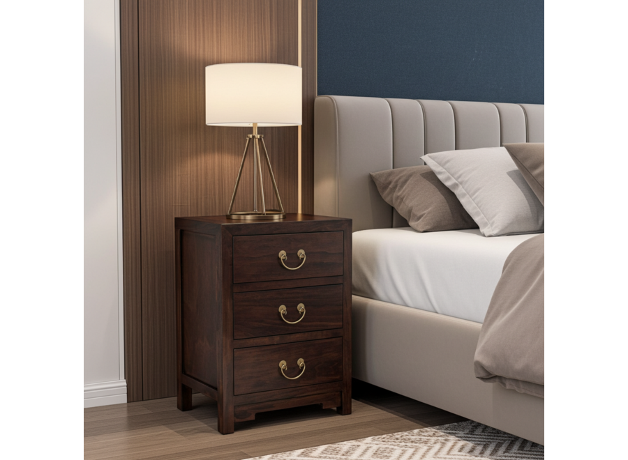 Table de Chevet Chinoise Earthy Marron - Orientique Collection L45xP30xH60cm