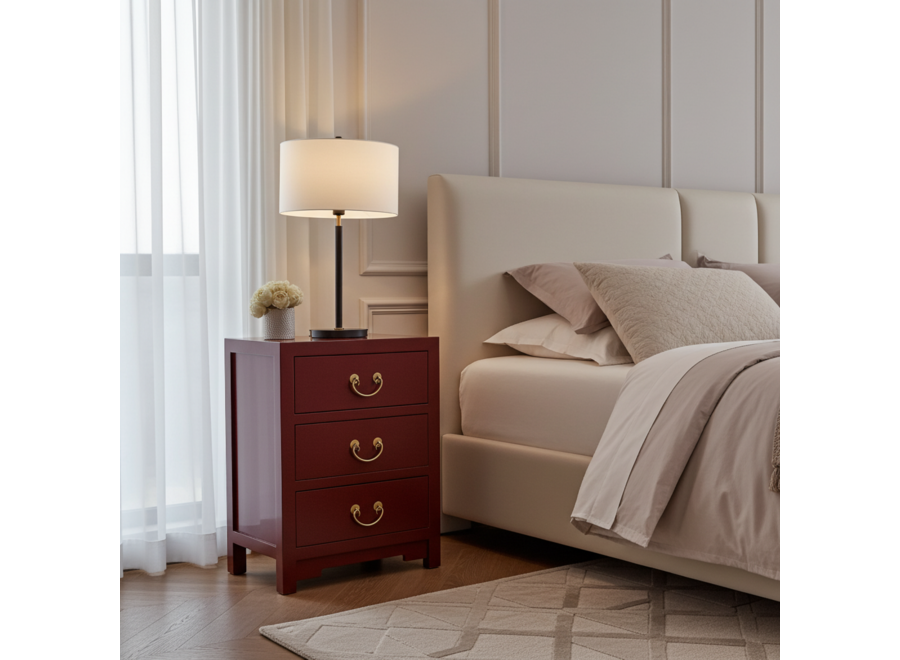 Chinese Bedside Table Red Scarlet Rouge - Orientique Collection W45xD30xH60cm