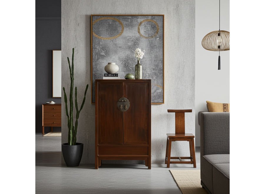 Armoire de Mariage Chinoise Ancienne Marron L97xP48xH164cm