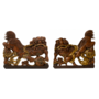 Antique Chinese Foo Dogs Handcarved Wood Set/2 W35xH38cm (each)