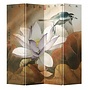 Paravent Chinois en Toile L160xH180cm 4 Panneaux Retro Lotus
