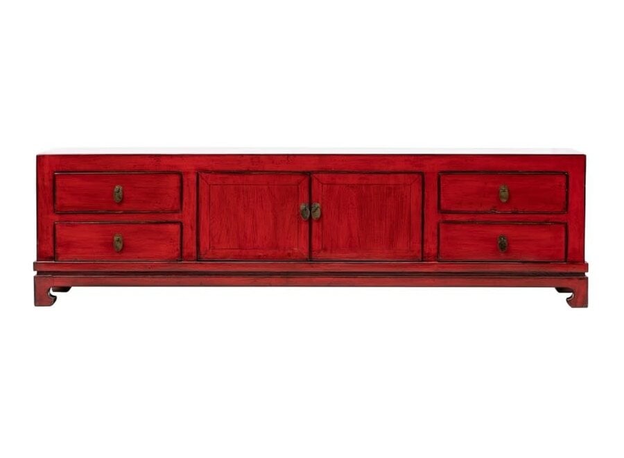 Mueble TV Chino Rojo Alto Brillo An180xP40xAl50cm