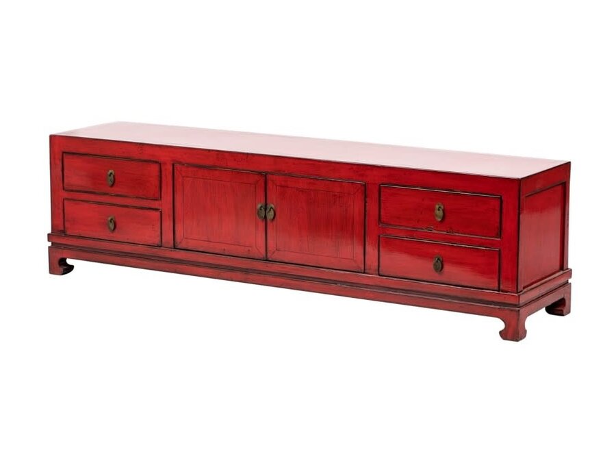 Mueble TV Chino Rojo Alto Brillo An180xP40xAl50cm