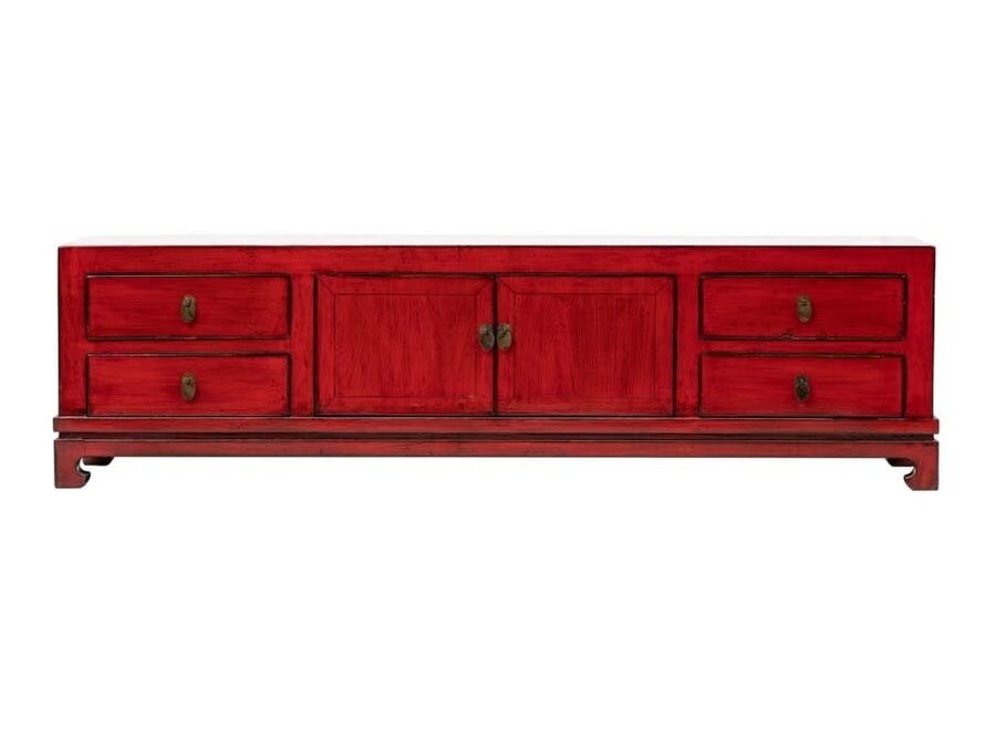 Mueble TV Chino Rojo Alto Brillo An180xP40xAl50cm