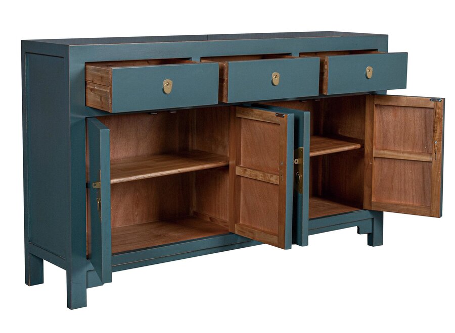 Buffet Chinois Arctic Bleue Gris - Orientique Collection L140xP35xH85cm