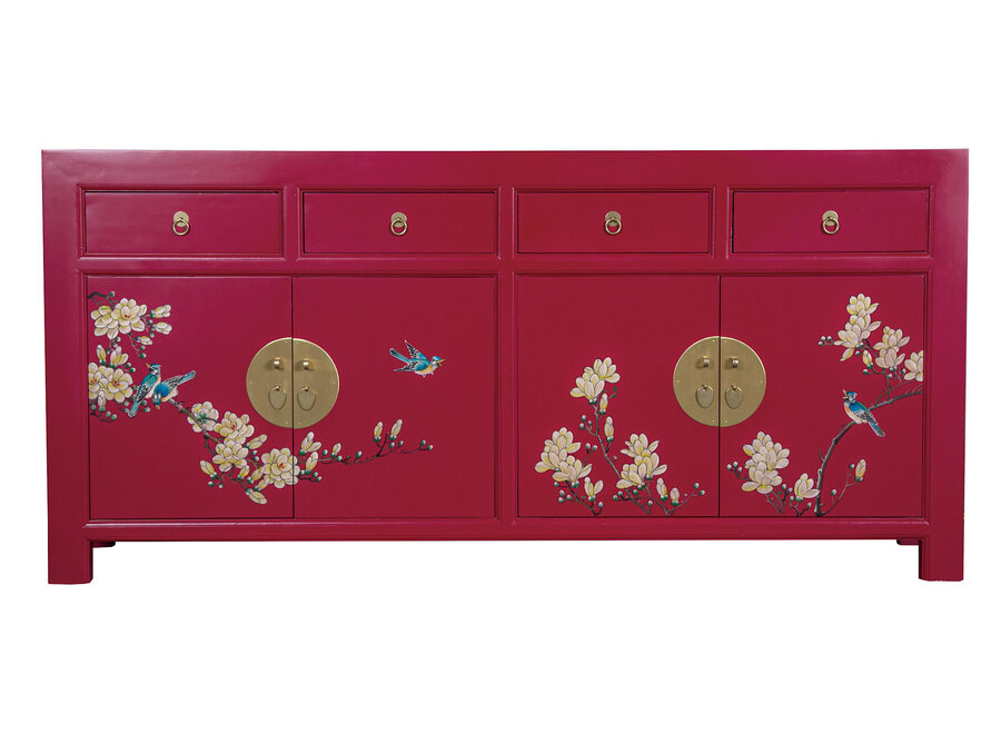 Buffet Chinois Fuchsia Royale Peint à la Main - Orientique Collection L180xP40xH85cm