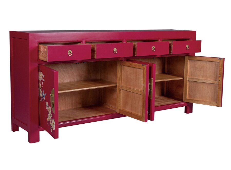 Chinese Sideboard Handpainted Fuchsia Royale W180xD40xH85cm