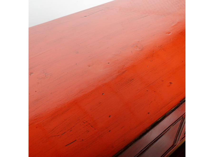 Aparador Chino Antiguo Rojo Alto Brillo A128xP40xAlt92cm