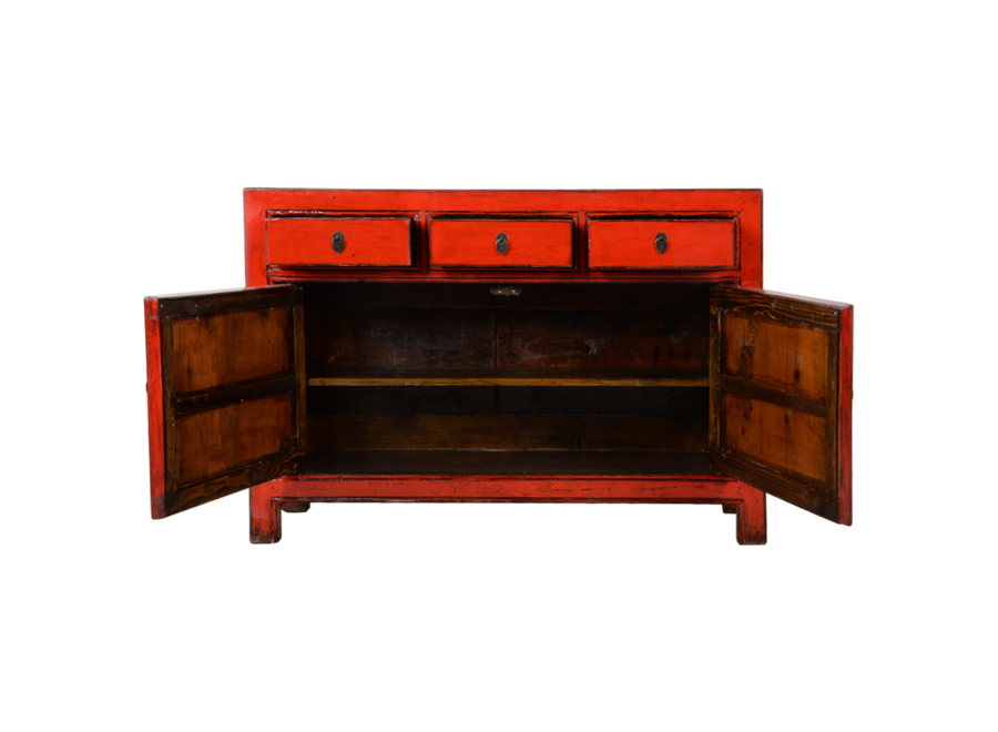 Antique Chinese Sideboard Red High Gloss W128xD40xH92cm