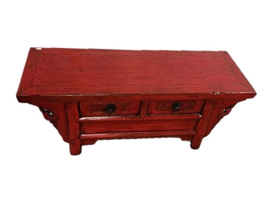 Antiker Chinesischer Schrank Rot Hochglanz B107xT40xH43cm