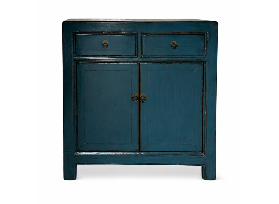 Armario Chino Antiguo Azul Profundo Alto Brillo An83xP39xAlt90cm