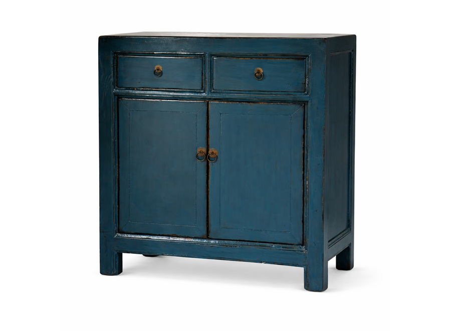 Armoire Chinoise Ancienne Bleue Haute Brillance L83xP39xH90cm