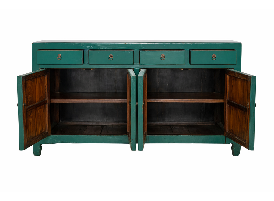 Credenza Cinese Antica Verde Acqua Lucida L154xP39xA89cm