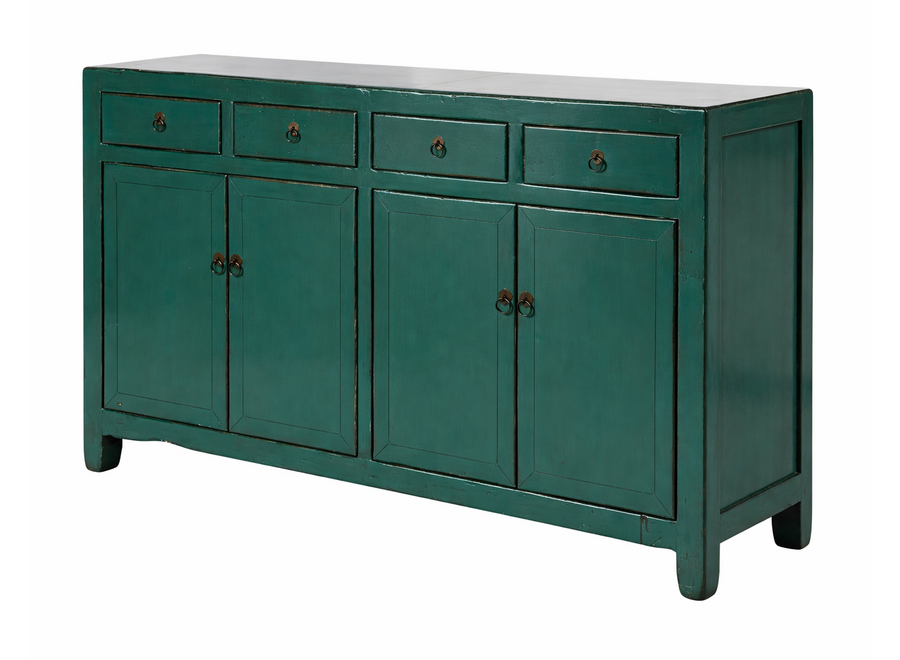 Antikes Chinesisches Sideboard Aquagrün Hochglanz B154xT39xH89cm