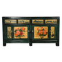 Antique Chinese Sideboard Teal Handpainted Peonies W176xD45xH85cm