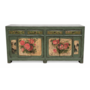 Aparador Chino Antiguo Menta con Peonías Pintadas a Mano An203xP43xAlt84cm