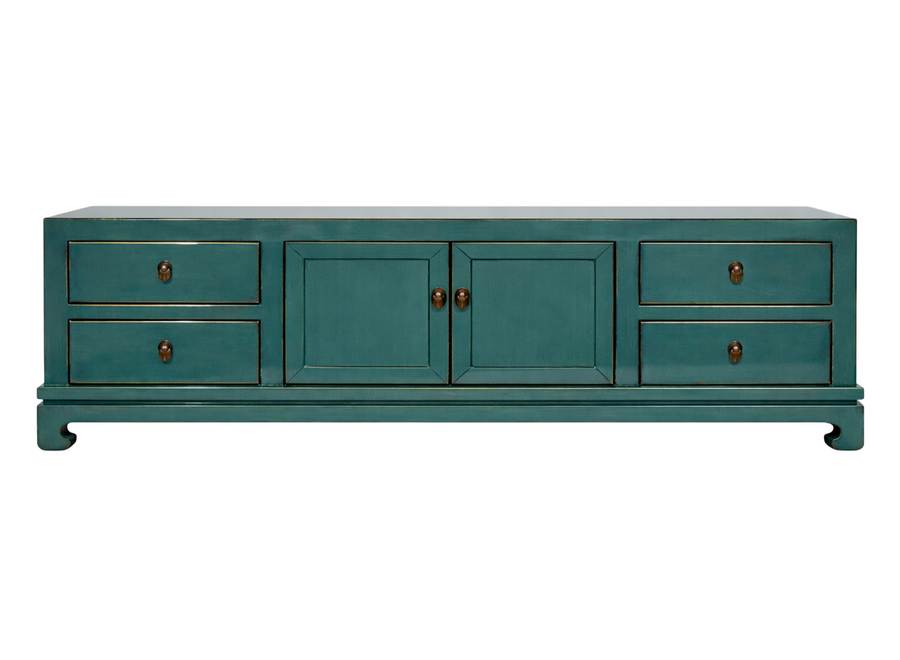 Meuble TV Chinois Bleu Haute Brillance L180xP40xH50cm