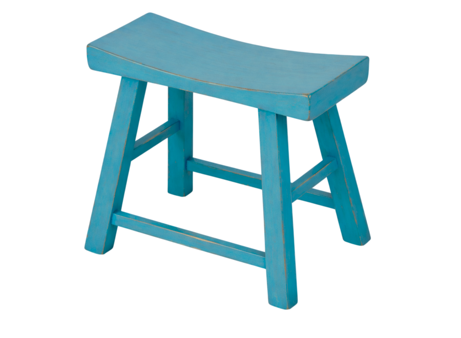 Sgabello Cinese Blu Lucido L46xP21xA50cm