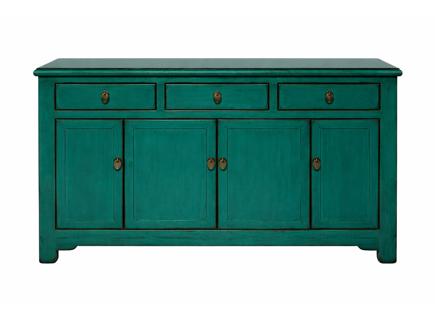 Buffet Chinois Ancien Vert d'eau Haute Brillance L154xP40xH90cm